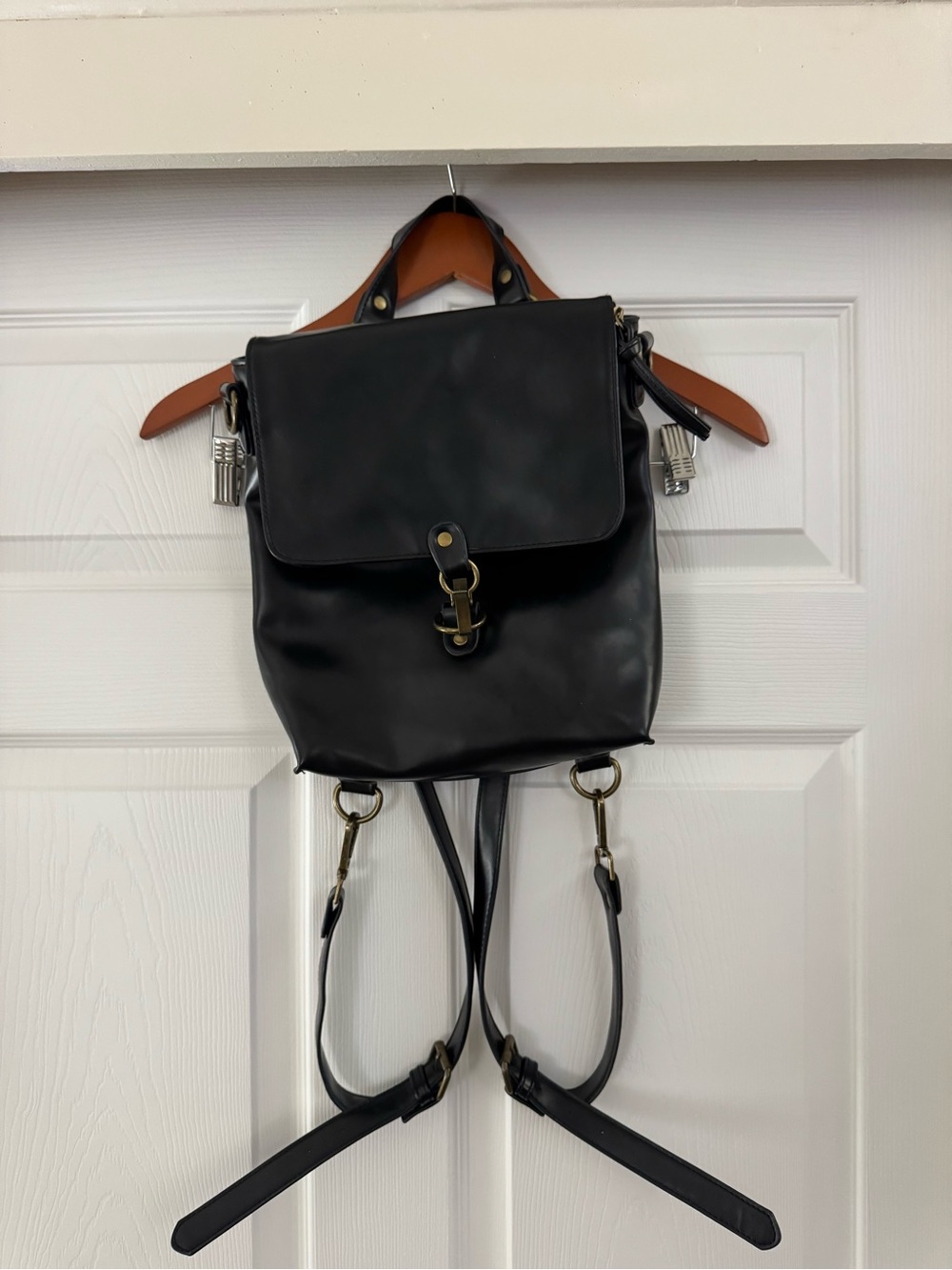 Brandy Melville Black Leather Backpack